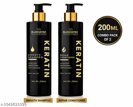 Biomantra Keratin Shampoo & Repair Conditioner Combo, 200 ml Each