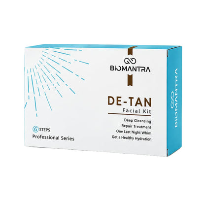 BIOMANTRA De-Tan Facial Kit | 6 Step Mini Facial Kit for Tan Removal & Skin Brightening | Cleanser, Scrub, Gel, Cream, Mask & Serum | Hydrating Skincare Kit for Women