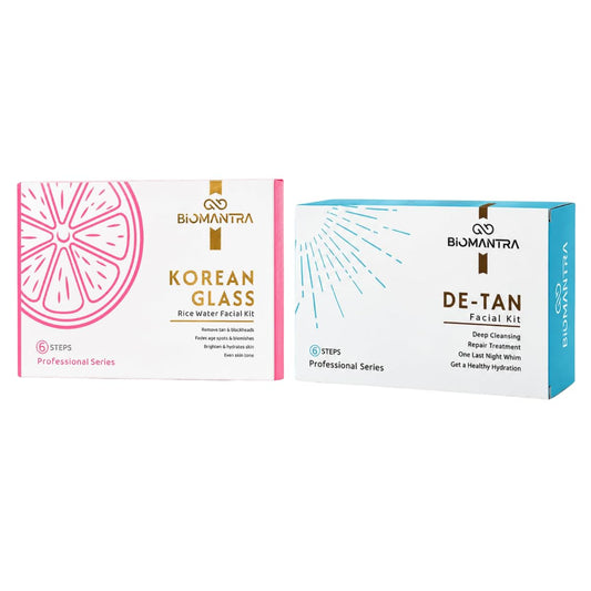 BIOMANTRA Facial Kit Combo | 6 Step Mini Facial Kit for Glowing & Hydrated Skin | Cleanser, Scrub, Gel, Cream, Mask & Serum | Skincare Kit for Women | All Skin Types