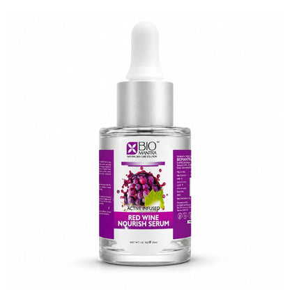 BIOMANTRA Red Wine Nourish Serum 30ml with Hyaluronic Acid & Grapes | Face Serum for Glowing Skin, Hydration, Skin Texture Improvement | Anti Aging Serum for Men & Women