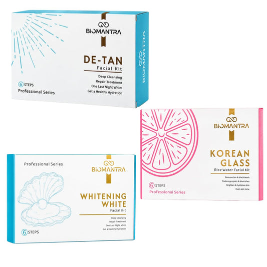 BIOMANTRA Facial Kit | 6 Step Mini Facial Kit for Glowing & Hydrated Skin | Cleanser, Scrub, Gel, Cream, Mask & Serum | Skincare Kit for Women | All Skin Types