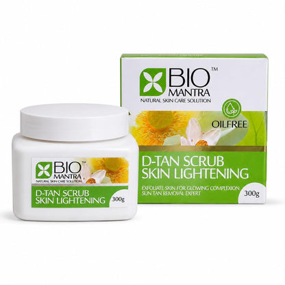 BIOMANTRA Oil Free D-Tan Scrub Lightening Cream | Walnut & Lotus for Tan Removal | Deep Exfoliating Scrub for Glowing Skin | Removes Dead Skin & Dirt | For Men & Women (300g)