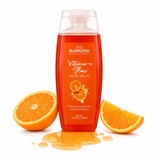 Biomantra Professional Vitamin C Glow Body Wash | Cleanses, Hydrates & Refreshes Skin | Helps Improve Skin Radiance | Citrus Fragrance | Daily Use Body Cleanser | 100ml