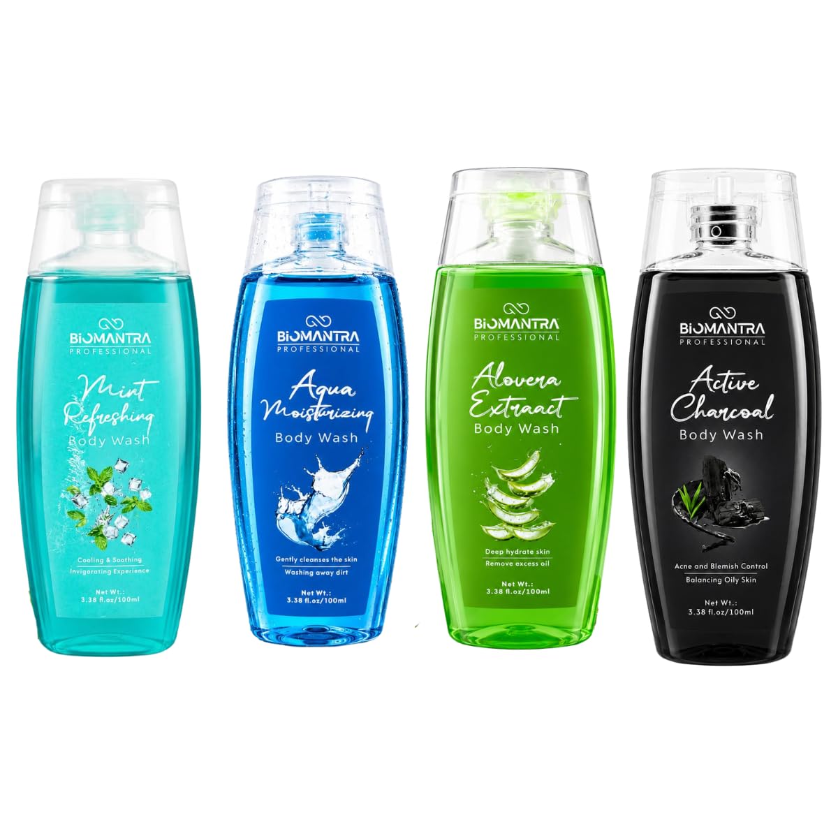 Nourish Body Wash Combo Pack of 4 | Aloe Vera, Rose, Lavender & Beetroot | Gentle Daily Shower Gel | Suitable for All Skin Types | 100ml Each