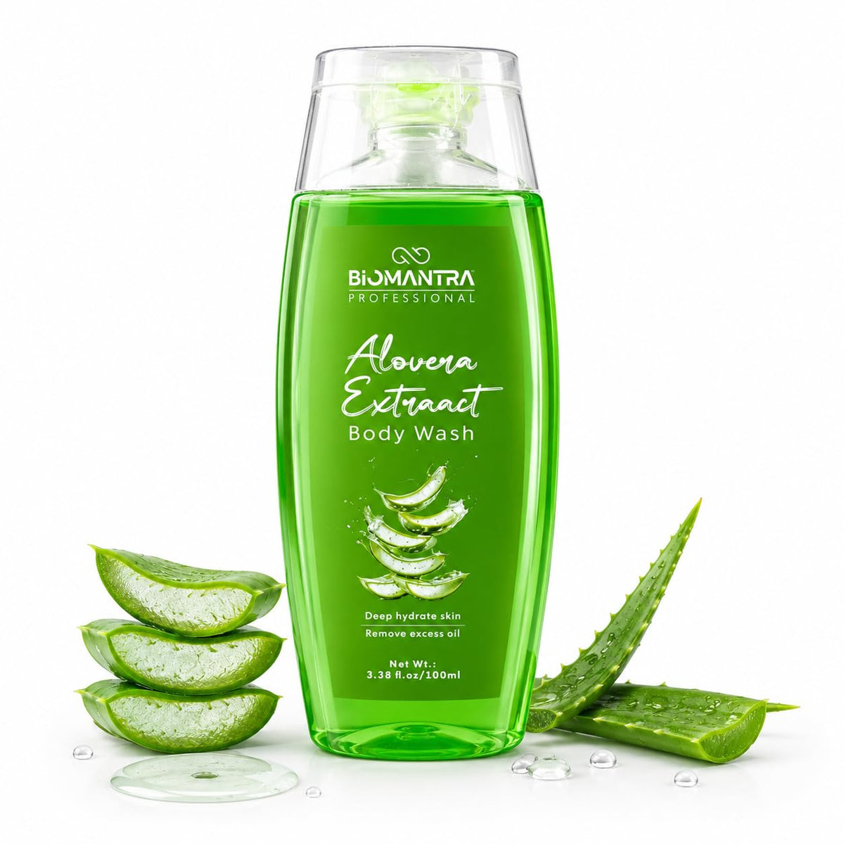 Biomantra Professional Aloe Vera Extract Body Wash | Deep Hydration & Gentle Cleansing | Helps Remove Excess Oil | Moisturizing Body Cleanser for Soft & Fresh Skin | Daily Use | 100ml