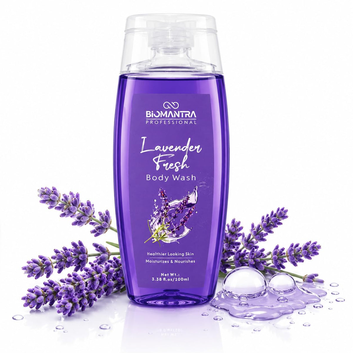 BIOMANTRA Professional Lavender Fresh Body Wash | Moisturizing & Nourishing Shower Gel for Soft, Healthy Looking Skin | Refreshing Lavender Fragrance | Daily Use Body Cleanser | 100ml