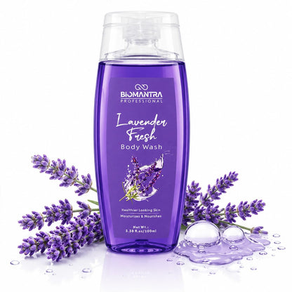 BIOMANTRA Professional Lavender Fresh Body Wash | Moisturizing & Nourishing Shower Gel for Soft, Healthy Looking Skin | Refreshing Lavender Fragrance | Daily Use Body Cleanser | 100ml
