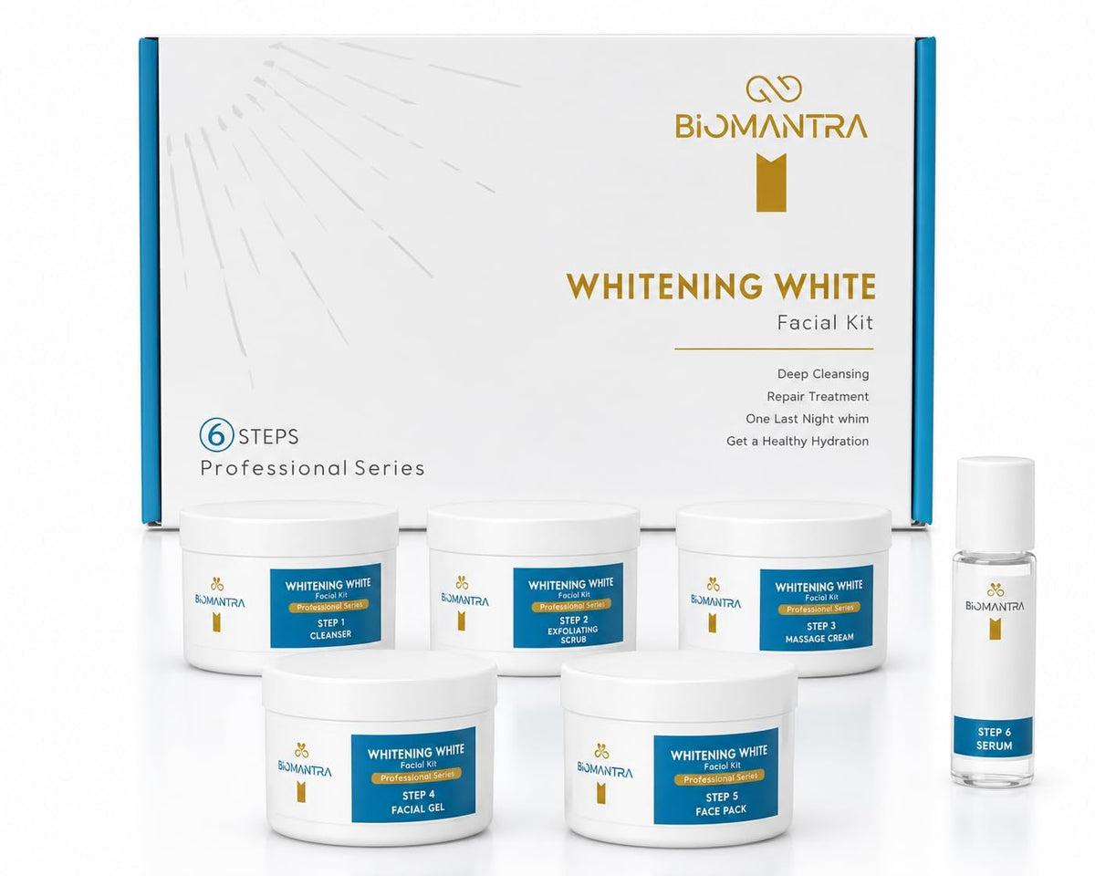 BIOMANTRA Facial Kit | 6 Step Mini Facial Kit for Glowing & Hydrated Skin | Cleanser, Scrub, Gel, Cream, Mask & Serum | Skincare Kit for Women | All Skin Types