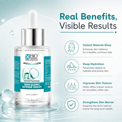 BIOMANTRA Face Serum For Glowing Skin - Skin Glow Face Serum With Vitamin C, Hyaluronic Acid & Vitamin B3 | Hydrating Brightening Serum For Pigmentation & Daily Skin Care 30ml