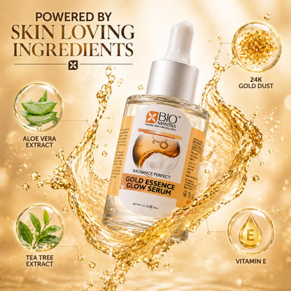 BIOMANTRA Gold Essence Glow Serum for Face with Collagen & Vitamin E | Hydrating Anti-Ageing Skin Brightening Serum for Men & Women | 30ml