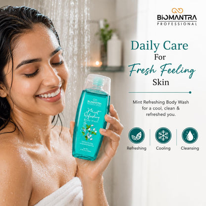 BIOMANTRA Hydration & Nourish Body Wash Combo Pack of 4 | Aqua, Rose, Lavender & Mint | Gentle Daily Shower Gel | Suitable for All Skin Types | 100ml Each