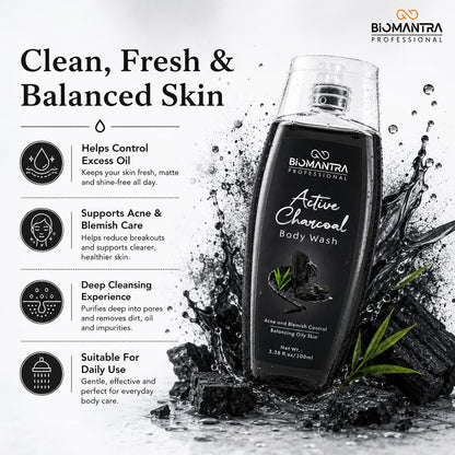 Body Wash Combo Pack of 4 | Charcoal, Rose, Lavender & Vitamin C | Daily Cleansing & Refreshing Shower Gel | Suitable for All Skin Types | 100ml Each (Pack of 4)