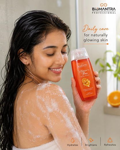 BIOMANTRA Hydration & Nourish Body Wash Combo Pack of 4 | Aloe Vera, Rose, Vitamin C & Charcoal | Gentle Daily Shower Gel | Suitable for All Skin Types | 100ml Each