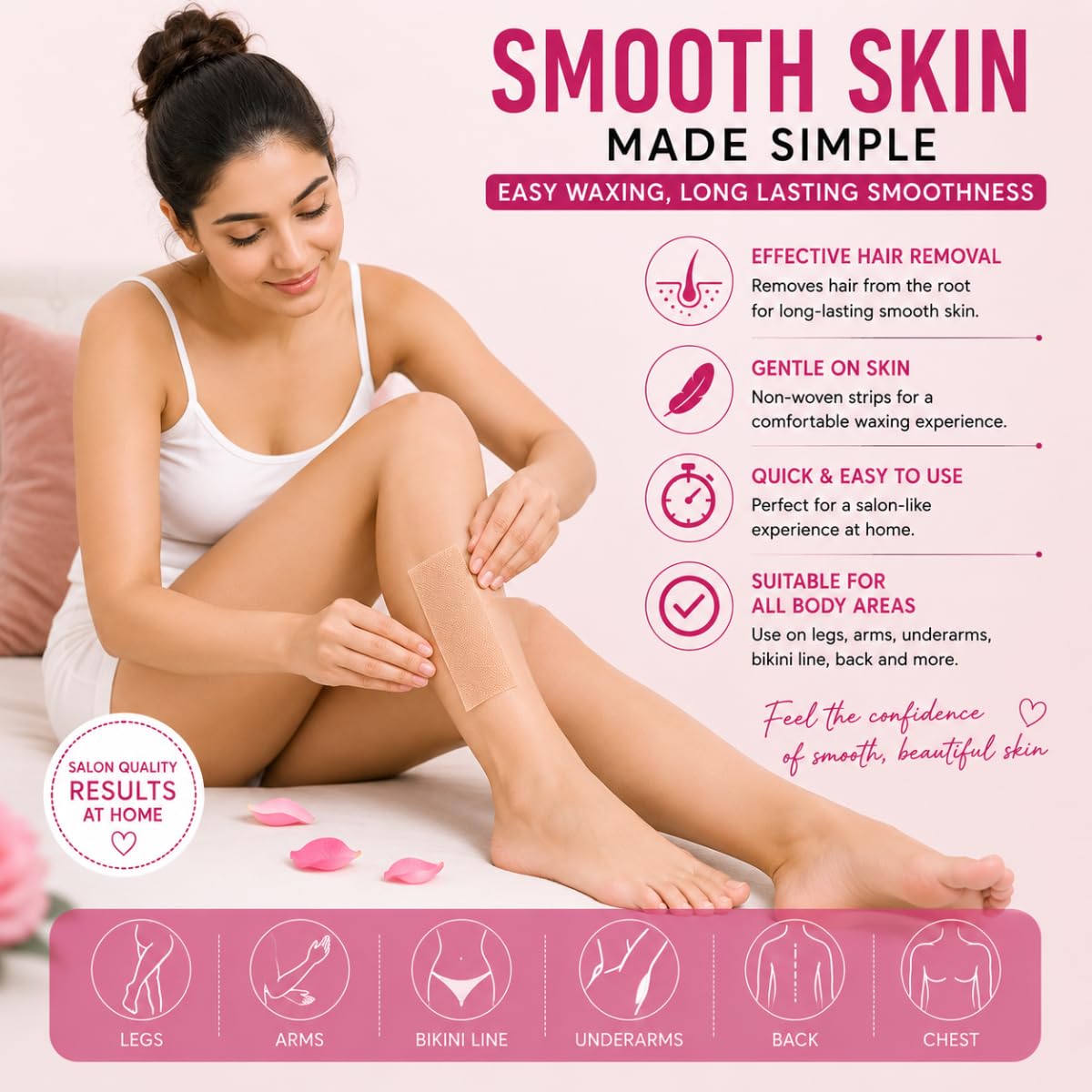 BIOMANTRA Non-Woven Wax Strips for Hair Removal | 110 PCS Reusable Waxing Paper Strips for Legs, Arms, Underarms & Body | Soft & Strong Fabric