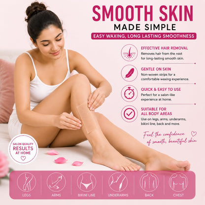 BIOMANTRA Non-Woven Wax Strips for Hair Removal | 110 PCS Reusable Waxing Paper Strips for Legs, Arms, Underarms & Body | Soft & Strong Fabric