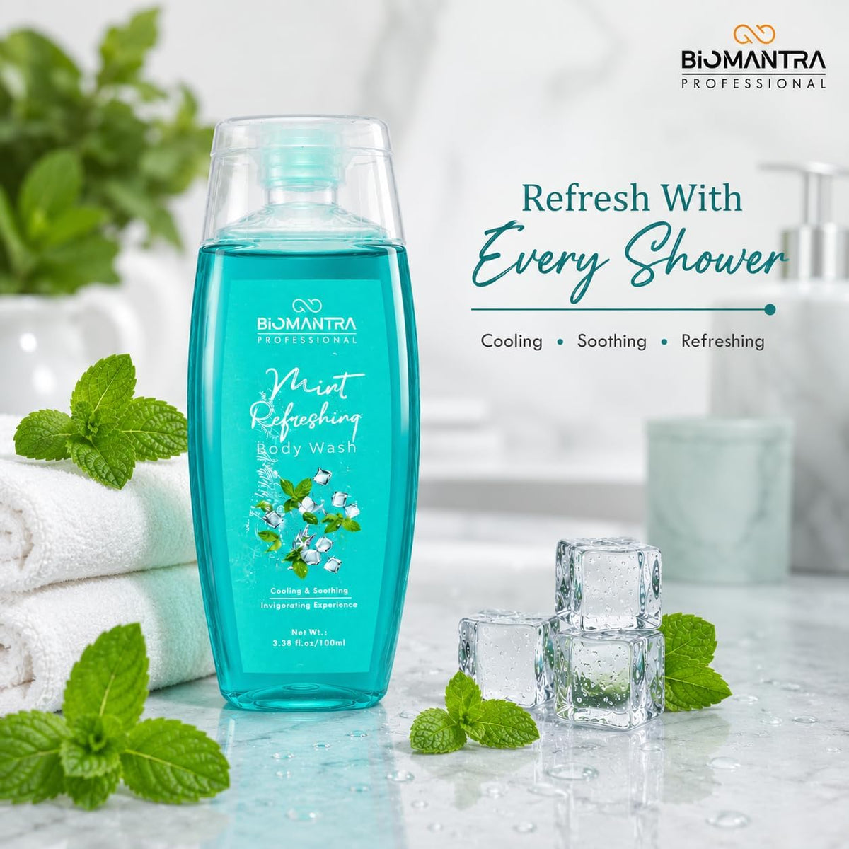 BIOMANTRA Body Wash Combo Pack of 4 | Charcoal, Rose, Aloe Vera & Vitamin C | Daily Cleansing & Refreshing Shower Gel | Suitable for All Skin Types | 100ml Each (Pack of 4)