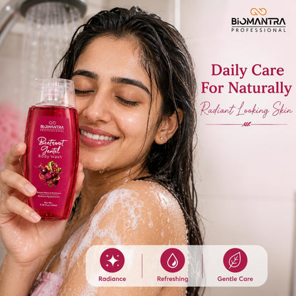 BIOMANTRA Body Wash Combo Pack of 4 | Charcoal, Rose, Aloe Vera & Vitamin C | Daily Cleansing & Refreshing Shower Gel | Suitable for All Skin Types | 100ml Each (Pack of 4)