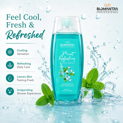 BIOMANTRA Hydration & Nourish Body Wash Combo Pack of 4 | Aqua, Rose, Lavender & Mint | Gentle Daily Shower Gel | Suitable for All Skin Types | 100ml Each